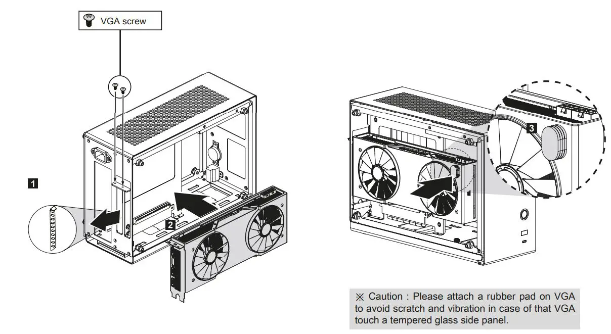 ZALMAN M2 Mini-ITX Computer Case - Gray User Manual - VGA Card Installation