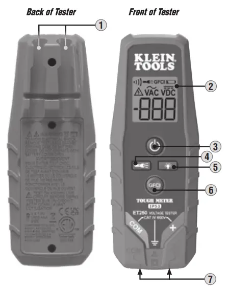 KLEIN TOOLS ET250 Digital AC DC Voltage and Continuity Tester - fig 3