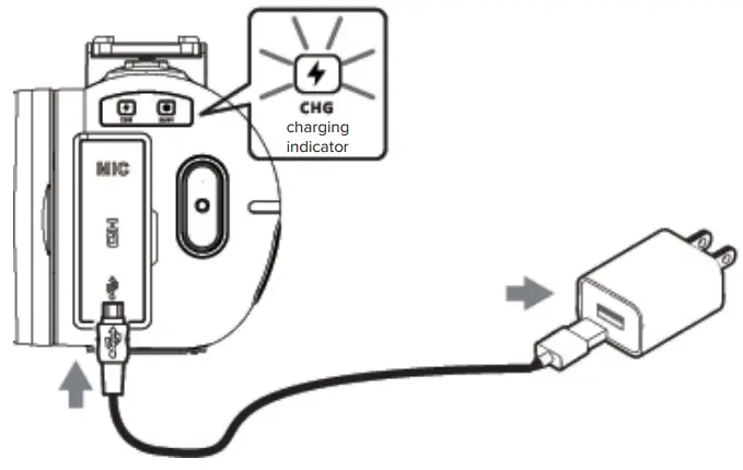 DVR 4K Digital Camcorder Charging the battery