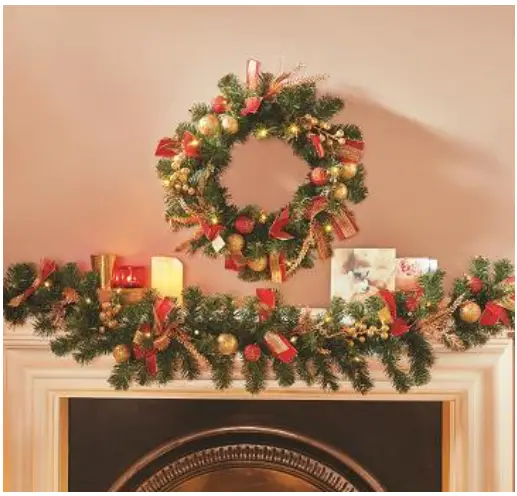 Coopers H929 Wreath with 10 Tips Led Light