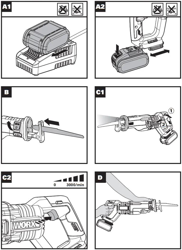 WORX WX516 X Cordless Reciprocating Saw - FIG 1