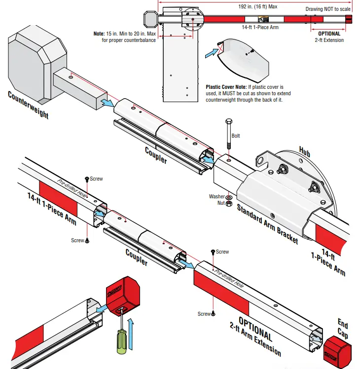 DKS Doorking 1601-800 Octagonal Lighted Signal Arm 1