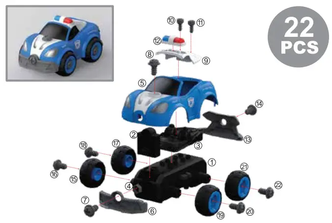 Flybar PDC001 Power Gearz DIY Build and Drive Remote Control Take Apart Car - Figure 22