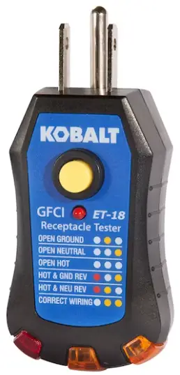 KOBALT ET-18 Receptacle Tester with GFCI