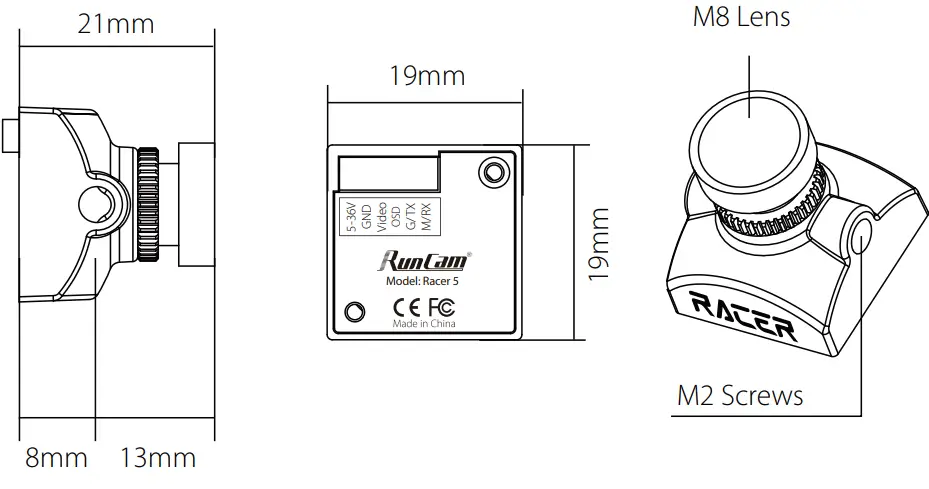 Runcam Racer -Dimensions & Installation