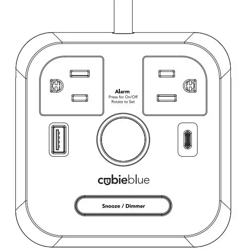 BRANDSTAND CubieBlue Alarm Clock Charger Black - CubieBlue- Top View