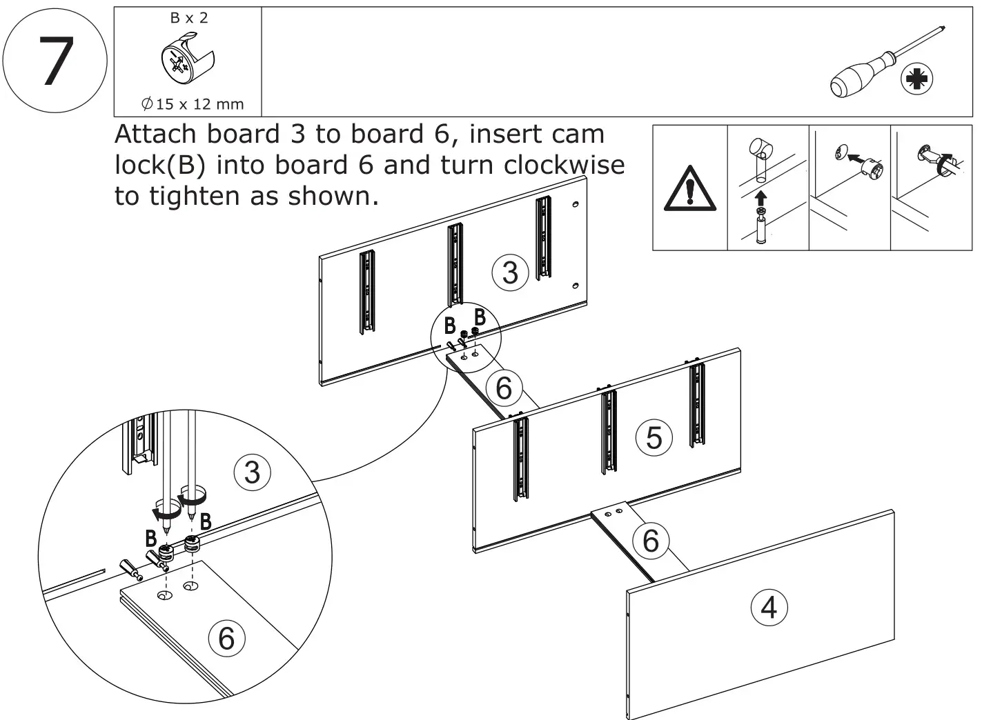 FUFU GAGA Sideboard 6 Drawer Freestanding Dresser - Attach board 3 to board 6, insert cam