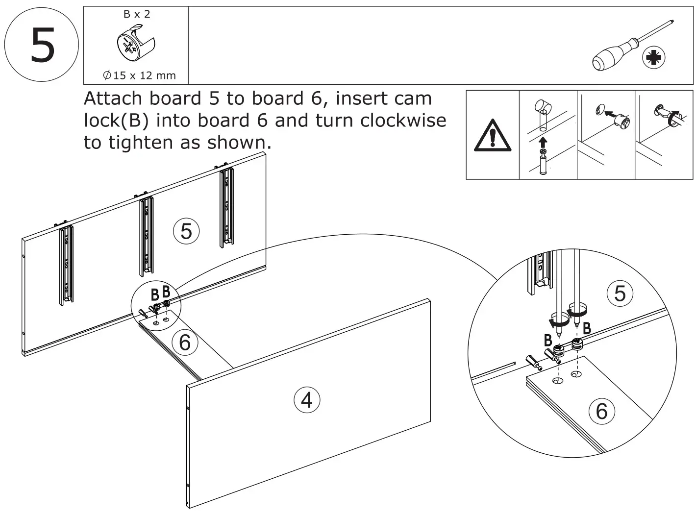 FUFU GAGA Sideboard 6 Drawer Freestanding Dresser - Attach board 5 to board 6, insert cam