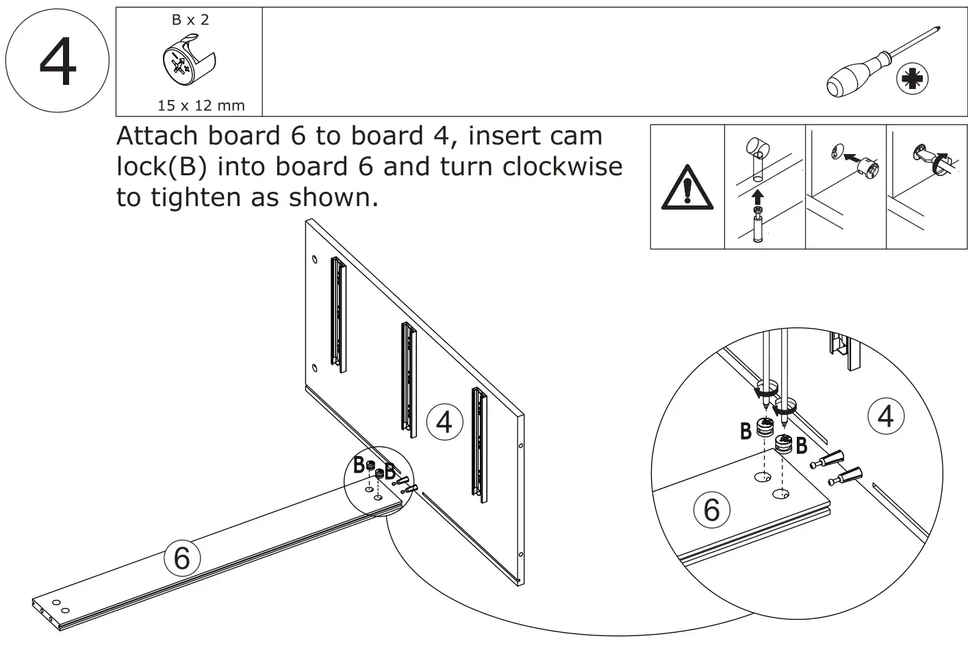FUFU GAGA Sideboard 6 Drawer Freestanding Dresser - Attach board 6 to board 4, insert cam