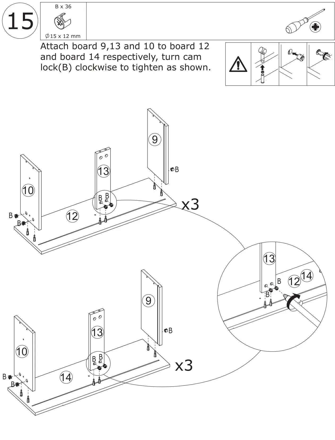 FUFU GAGA Sideboard 6 Drawer Freestanding Dresser - Attach board 9,13 and 10 to board 12