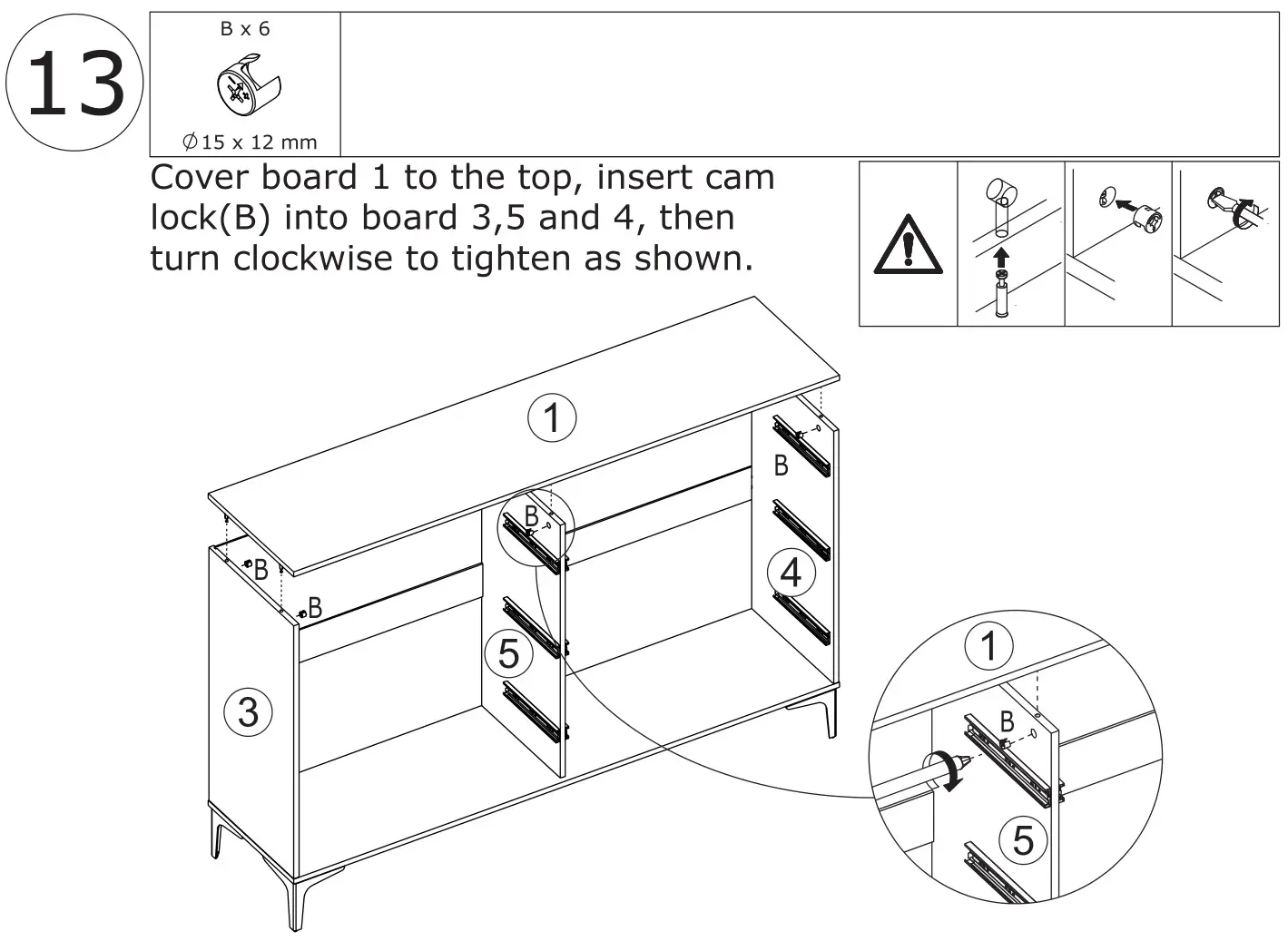 FUFU GAGA Sideboard 6 Drawer Freestanding Dresser - Cover board 1 to the top, insert