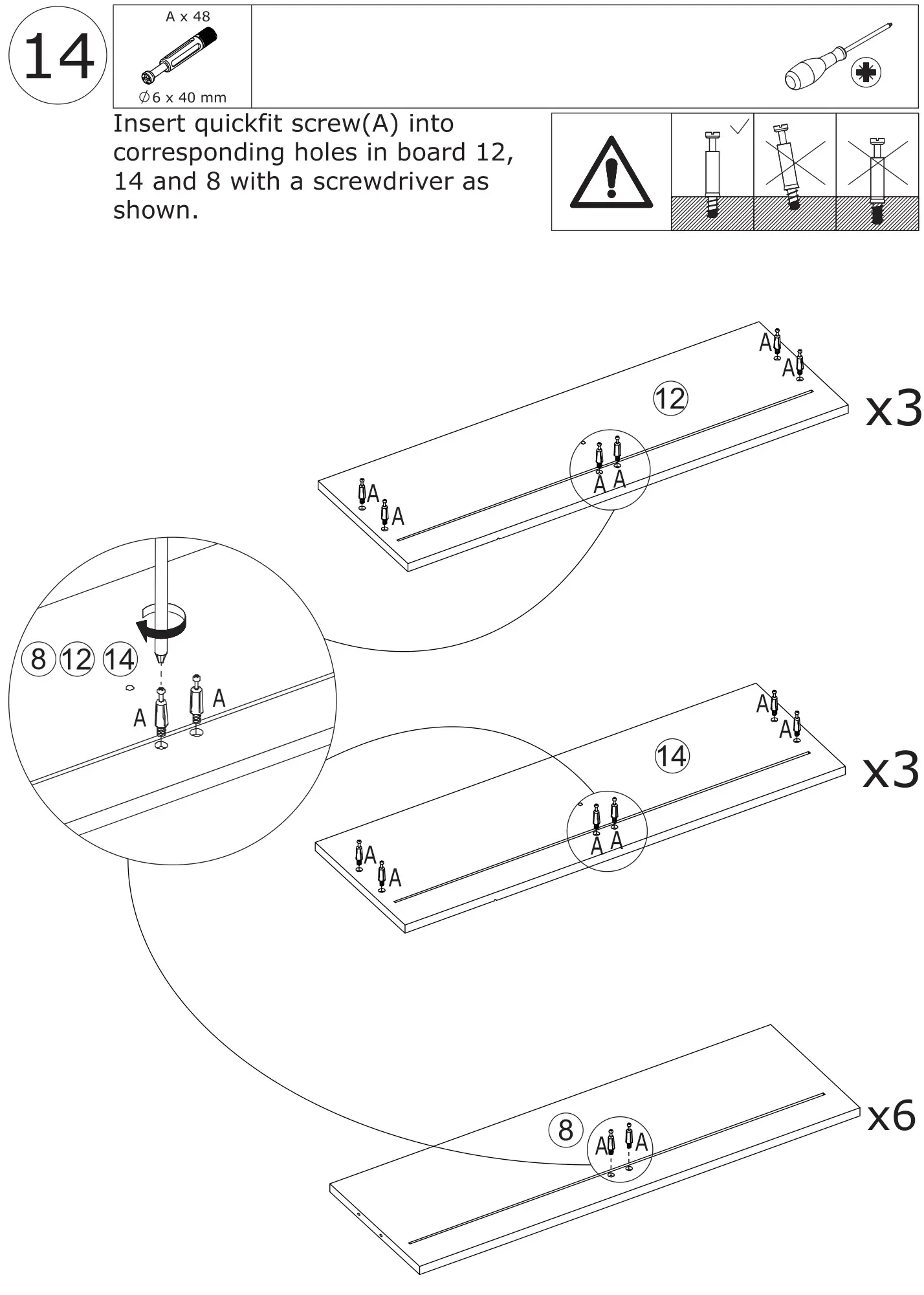 FUFU GAGA Sideboard 6 Drawer Freestanding Dresser - Insert quickfit screw(A) into