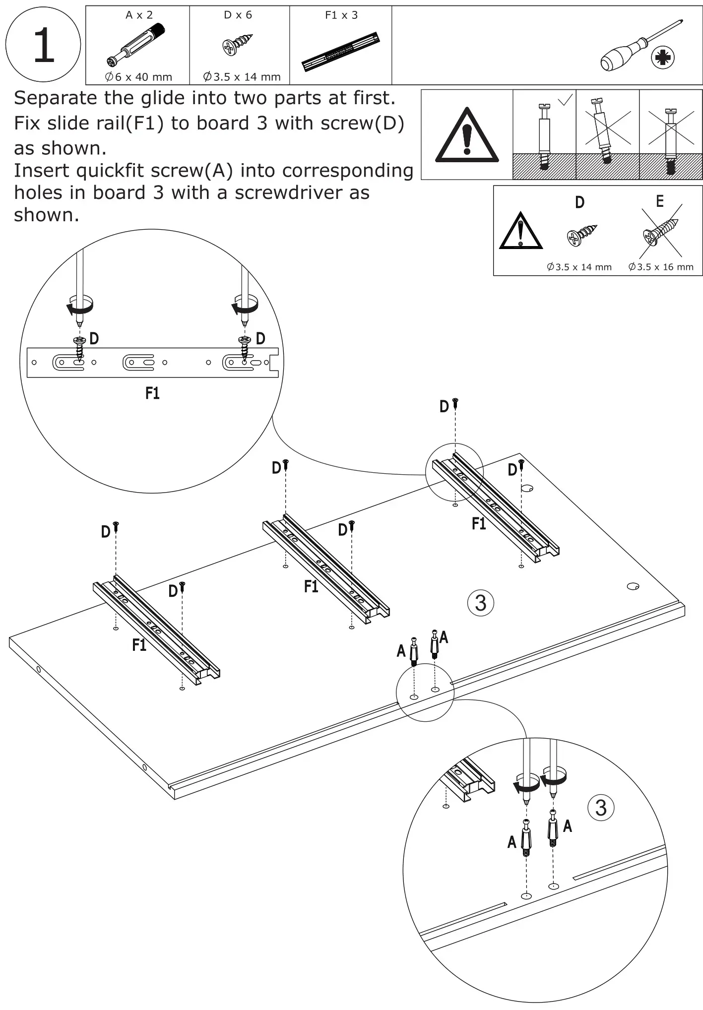 FUFU GAGA Sideboard 6 Drawer Freestanding Dresser - Separate the glide into two parts at first