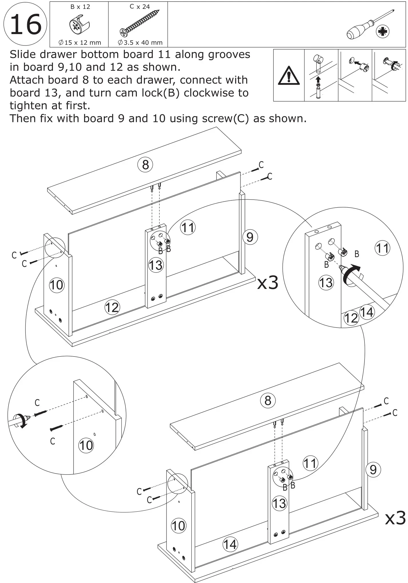 FUFU GAGA Sideboard 6 Drawer Freestanding Dresser - Slide drawer bottom board 11 along grooves