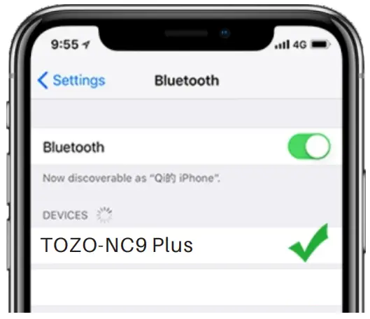 TOZO NC9Plus ANC Wireless Earbuds - flash blue light