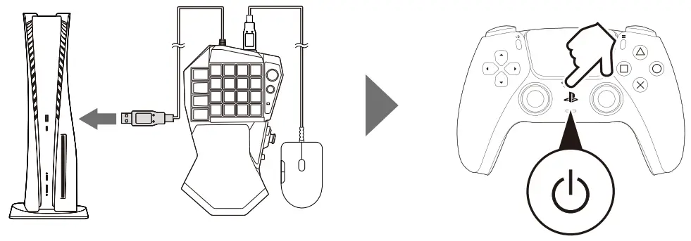 HORI TAC5 Series Tactical Assault Commander Mechanical Keypad - turn on the console