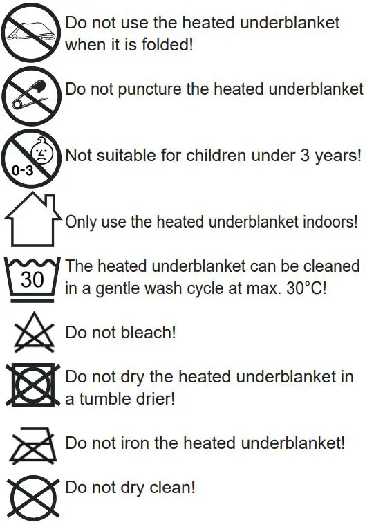 medisana HU 665 Heated Underblanket Instruction Manual - Explanation of symbols