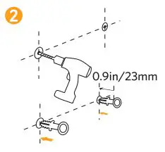 eufy T1305 Lumi Dual Bright Night Light User Manual - Use a drill bit to drill tow 0.9in deep holes and fully insert the wall plugs into the holes