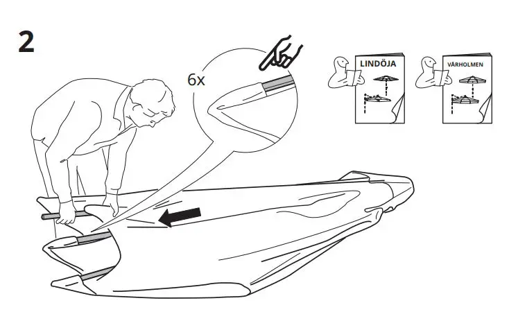 IKEA BETSÖ Parasol Brown Wood Effect Beige Instructions - Installation 2