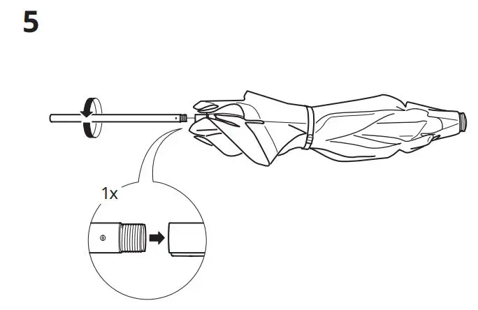 IKEA BETSÖ Parasol Brown Wood Effect Beige Instructions - Installation 5