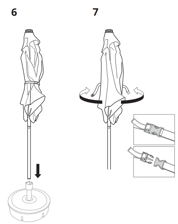 IKEA BETSÖ Parasol Brown Wood Effect Beige Instructions - Installation 6,7