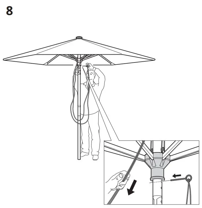 IKEA BETSÖ Parasol Brown Wood Effect Beige Instructions - Installation 8