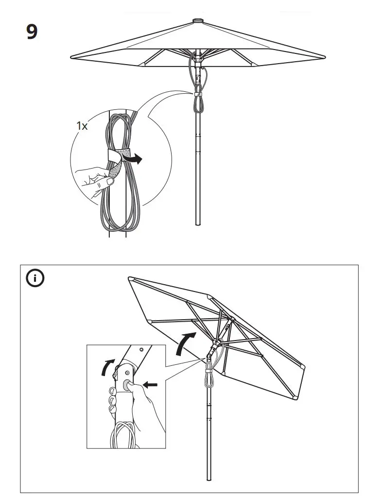IKEA BETSÖ Parasol Brown Wood Effect Beige Instructions - Installation 9