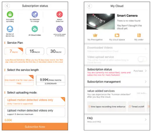 SV3C PG207 Y Series Wi Fi Camera - Cloud Service