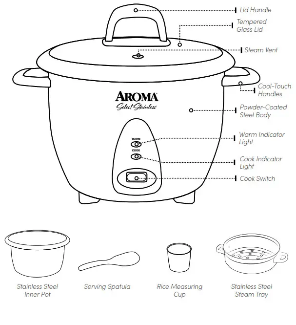 AROMA ARC-757-1SG Select Stainless Rice and Grain Cooker - Overview2
