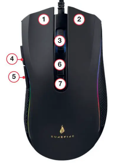 SUREFIRE 48815 Hawk Claw Gaming 7-Button Mouse with RGB