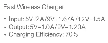 Shenzhen Itian Technology A5 Wireless Charger User Guide - Product Specification