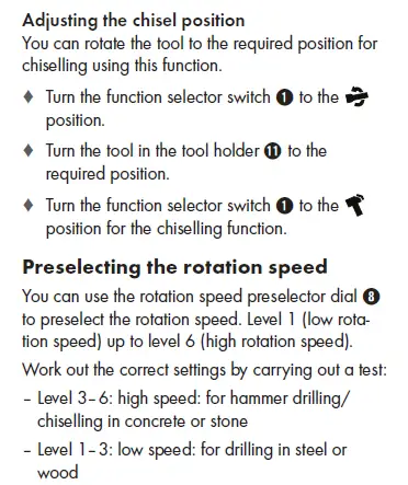 Adjusting the chisel position