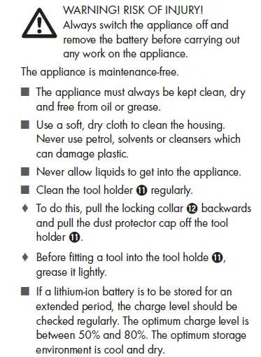 Maintenance and cleaning