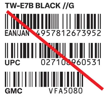 YAMAHA TW E7B True Wireless Earbuds - barcode