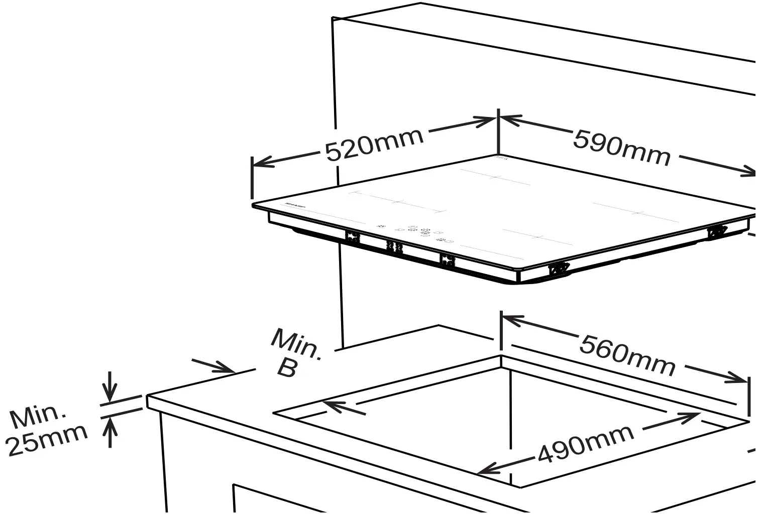 Locating your built-in hob