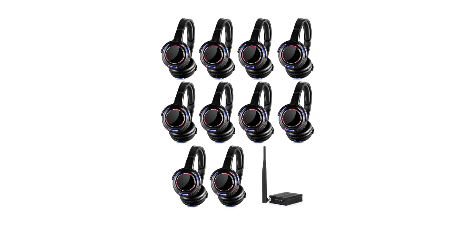 10pcs Bundle Wireless Silent Disco Led Flashing Light Headphones-complete Features/user Manual