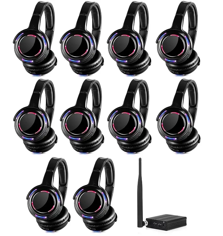 10pcs-Bundle-Wireless-Silent-Disco-LED-Flashing-Light-Headphones-imgg