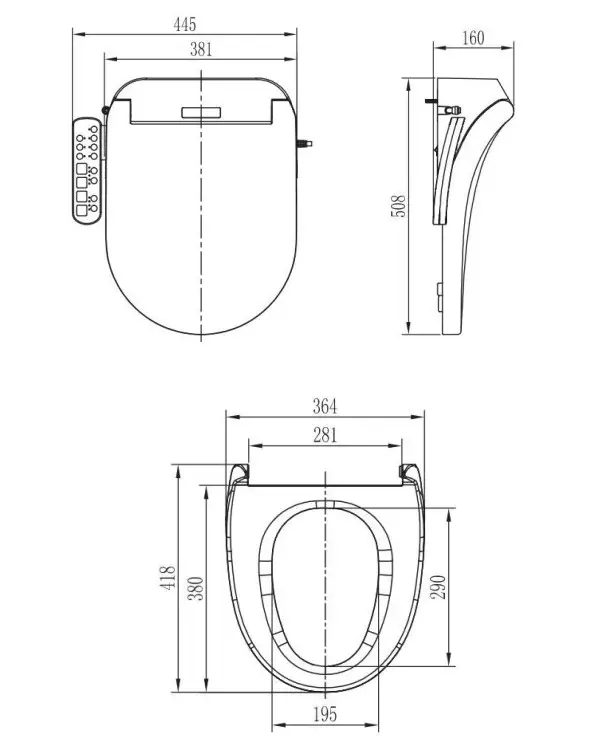kogan KAWNDBIDETB Smart Wash amp Dry Electric Bidet Toilet Seat - Figure 1