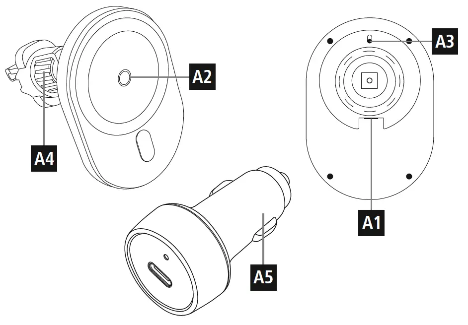 hama 00201676 Wireless Car Charger MagCharge Car FC15 1