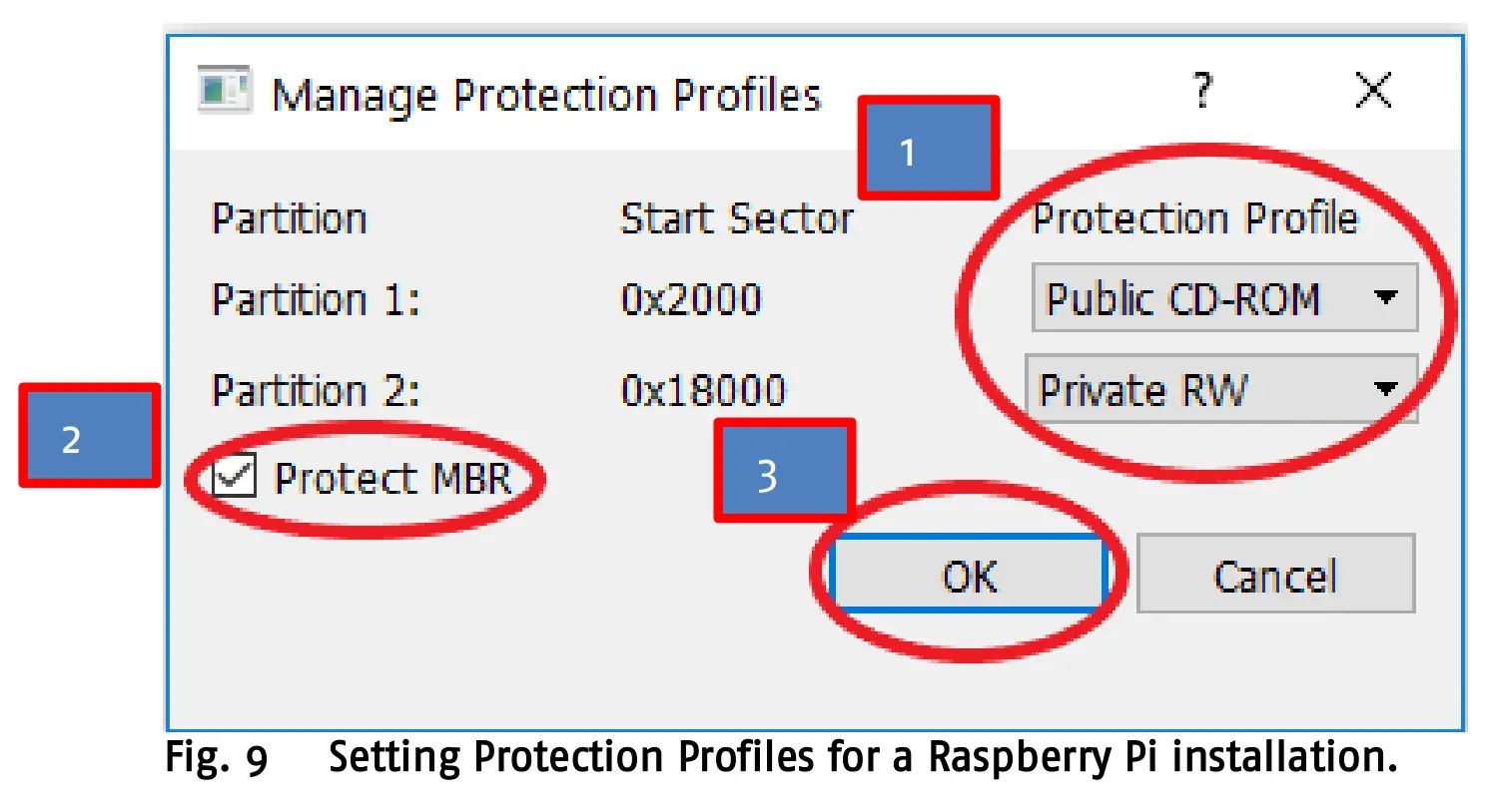 Fig. 9 Setting Protection Profiles for a Raspberry Pi installation