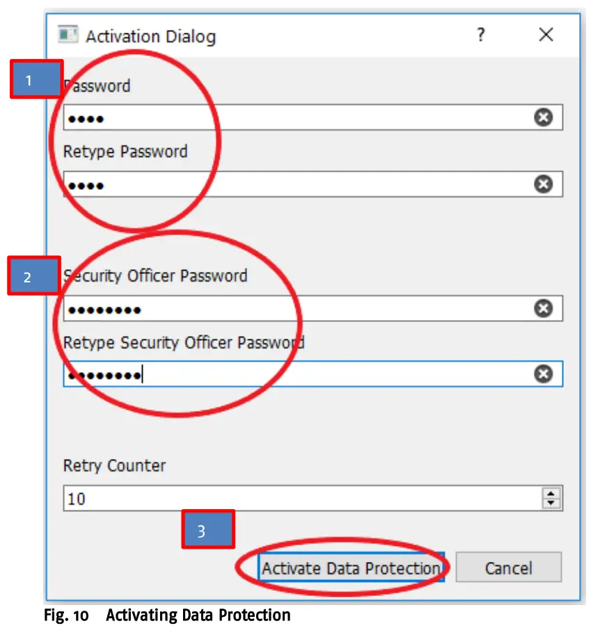 Fig. 10 Activating Data Protection