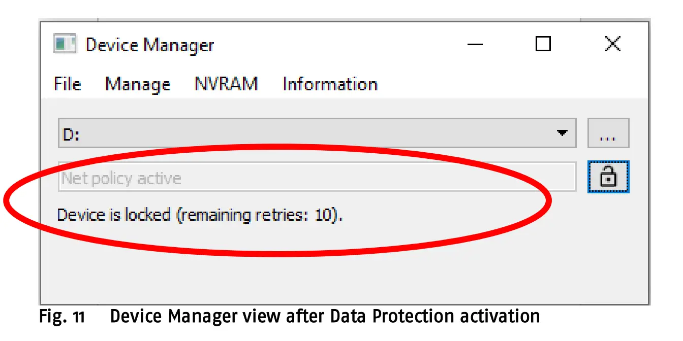 Fig. 11 Device Manager view after Data Protection activation