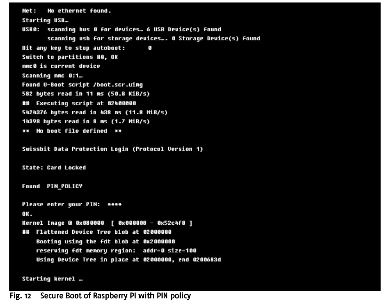 Fig. 12 Secure Boot of Raspberry PI with PIN policy