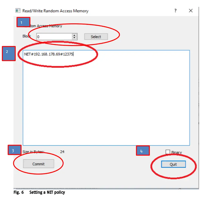 Fig. 6 Setting a NET policy