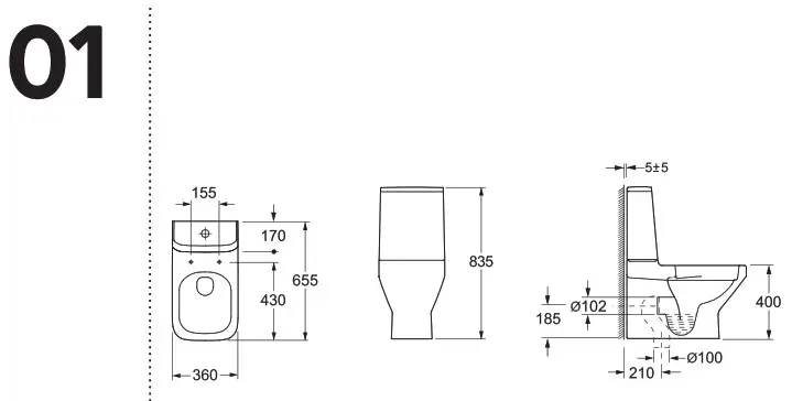 GoodHome teesta Close Coupled Rimless Toilet - Assembly 1