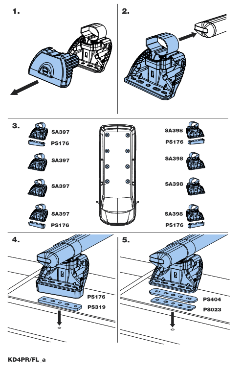 Rhino KD4PR FL KammBar Pro Aluminium Roof Bars - fig 1