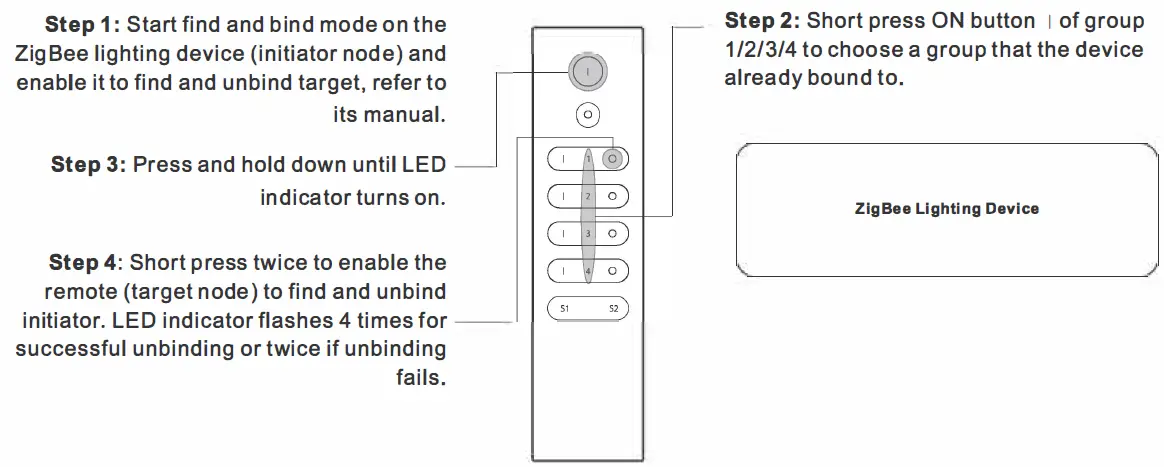 Find and Unbind a Zigbee Lighting Device