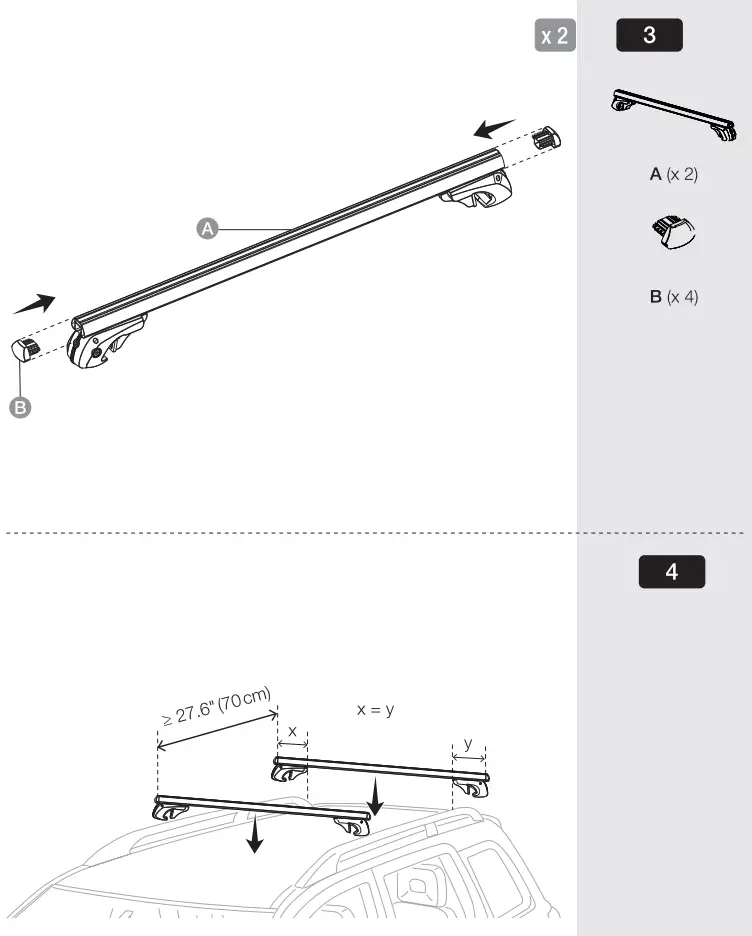 amazon basics B083T53K3P 2-Piece Universal Cross Rail Roof Rack - fig 3