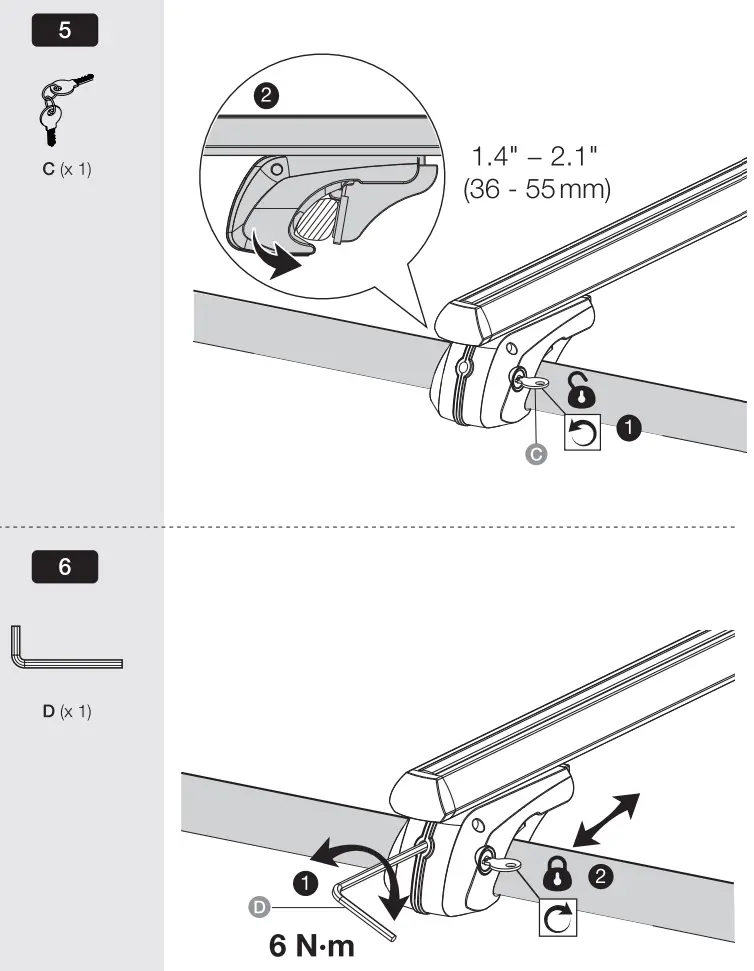 amazon basics B083T53K3P 2-Piece Universal Cross Rail Roof Rack - fig 4