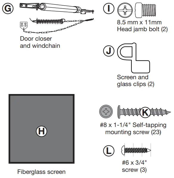 Parts and tools required